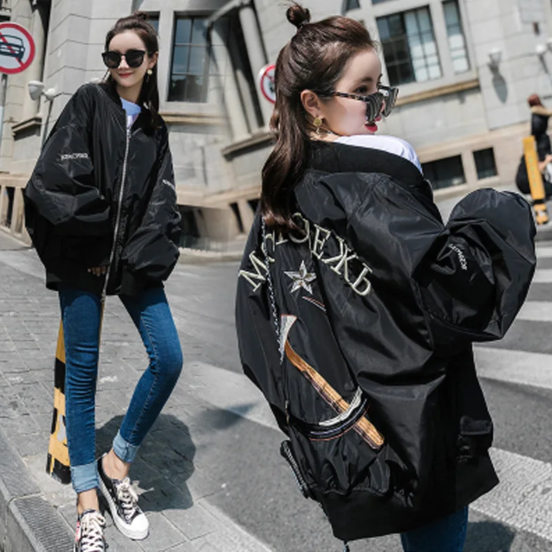2017 Autumn New Style Retro Embroidered Flight Suit Jacket Women's Korean-style Crew Neck Loose-Fit Women's Lantern Sleeve Coat
2017 Autumn New Style Retro Embroidered Flight Suit Jacket Women's Korean-style Crew Neck Loose-Fit Women's Lantern Sleeve Coat