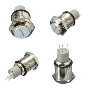 12V 16mm Car LED Light Momentary Horn Button Metal Switch Push Button