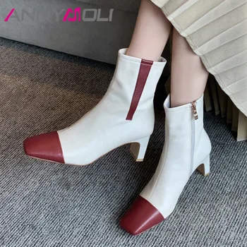 ANNYMOLI Genuine Leather High Heel Short Boots Women Shoes Square Toe Chunky Heels Zip Stretch Ankle Boots Ladies Autumn Winter
ANNYMOLI Genuine Leather High Heel Short Boots Women Shoes Square Toe Chunky Heels Zip Stretch Ankle Boots Ladies Autumn Winter