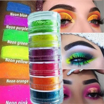 6 colors mixed neon powder eyeshadow sequins nail powder eyeshadow phosphor waterproof High color rendering eye shadow sombras 
6 colors mixed neon powder eyeshadow sequins nail powder eyeshadow phosphor waterproof High color rendering eye shadow sombras