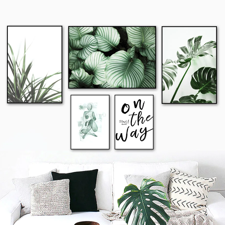 Waliicorners Wall Art Canvas Nordic Posters Green Monstera Plant Nature Landscape Wall Pictures Home Decor 24 H6e8e143e6c064b07a3f7456b00c5d358p