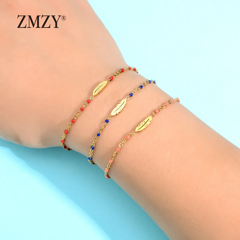 ZMZY Vintage Gold Color Feather Bracelets & Bangles Stainless Steel Link Chain Leaf Charm Bracelet Femme Best Friend Gift
ZMZY Vintage Gold Color Feather Bracelets & Bangles Stainless Steel Link Chain Leaf Charm Bracelet Femme Best Friend Gift