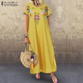 2020 Summer Short Sleeve Sundress ZANZEA Fashion Floral Printed Tassel Split Dress Women Party Long Vestidos Female Robe Tunic
2020 Summer Short Sleeve Sundress ZANZEA Fashion Floral Printed Tassel Split Dress Women Party Long Vestidos Female Robe Tunic