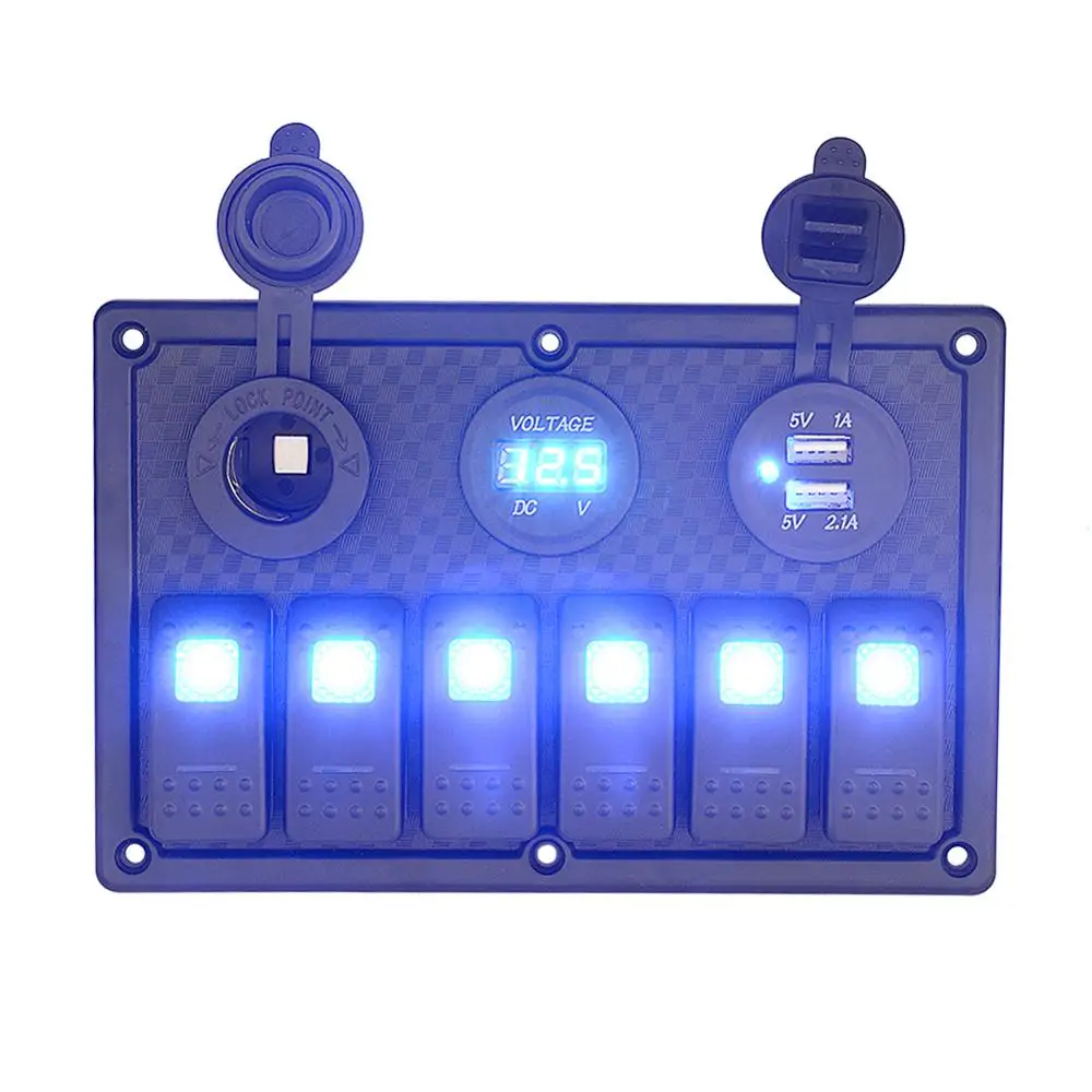 Waterproof Car / RV / Ship Caravan Motorhome Auto 5Pin 6-Band Switchs Combination Panel Switch with dual USB charger
Waterproof Car / RV / Ship Caravan Motorhome Auto 5Pin 6-Band Switchs Combination Panel Switch with dual USB charger