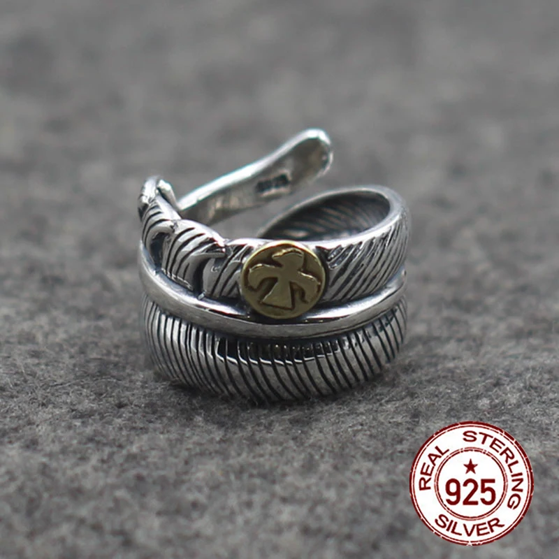 S925 sterling silver couple open ring personality classic fashion Indian retro style feather brass bird send lover jewelry gift
S925 sterling silver couple open ring personality classic fashion Indian retro style feather brass bird send lover jewelry gift