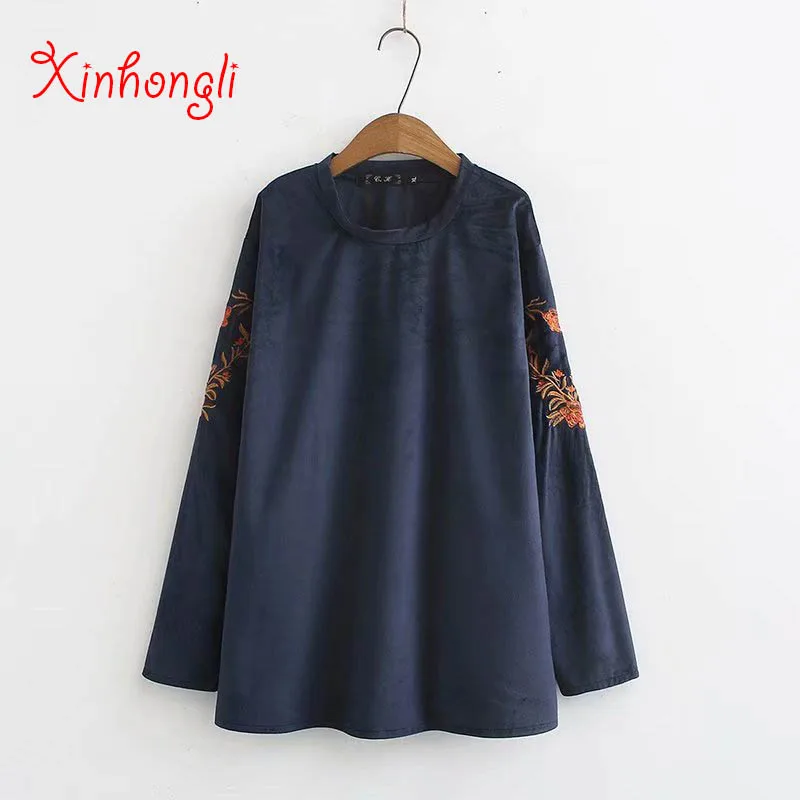 Plus size VELOUR Embroidery long sleeve women loose blouse 2020 NEW spring autumn casual ladies navy shirts female tops oversize
Plus size VELOUR Embroidery long sleeve women loose blouse 2020 NEW spring autumn casual ladies navy shirts female tops oversize