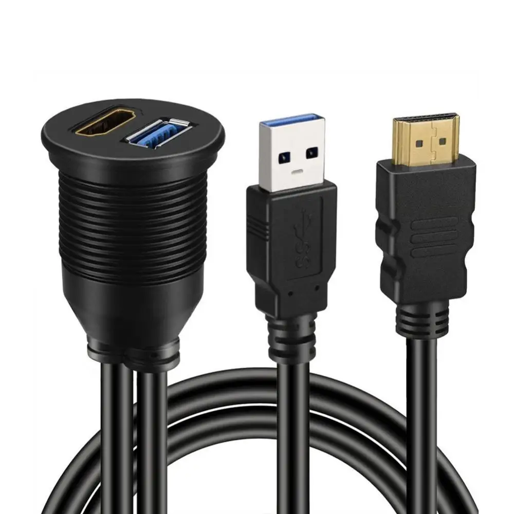 USB 3.0 & HDMI to HDMI + USB3.0 AUX Extension Dash Panel Waterproof Car Flush Mount Cable For Car Boat and Motorcycle - 3ft New
USB 3.0 & HDMI to HDMI + USB3.0 AUX Extension Dash Panel Waterproof Car Flush Mount Cable For Car Boat and Motorcycle - 3ft New
