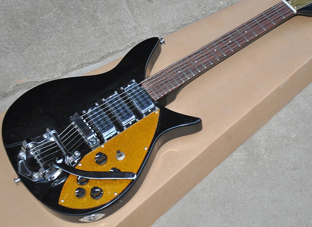 Черная электрическая гитара с маленьким тремоло, длина шкалы 527 мм, в наличии два стиля
Черная электрическая гитара с маленьким тремоло, длина шкалы 527 мм, в наличии два стиля