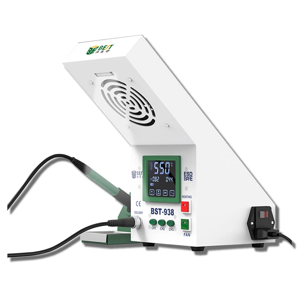 Smoke Purification Adjustable Temperature Anti-static Soldering Station Touch Screen Digital LED Smoking Instrument BST 938
Smoke Purification Adjustable Temperature Anti-static Soldering Station Touch Screen Digital LED Smoking Instrument BST 938