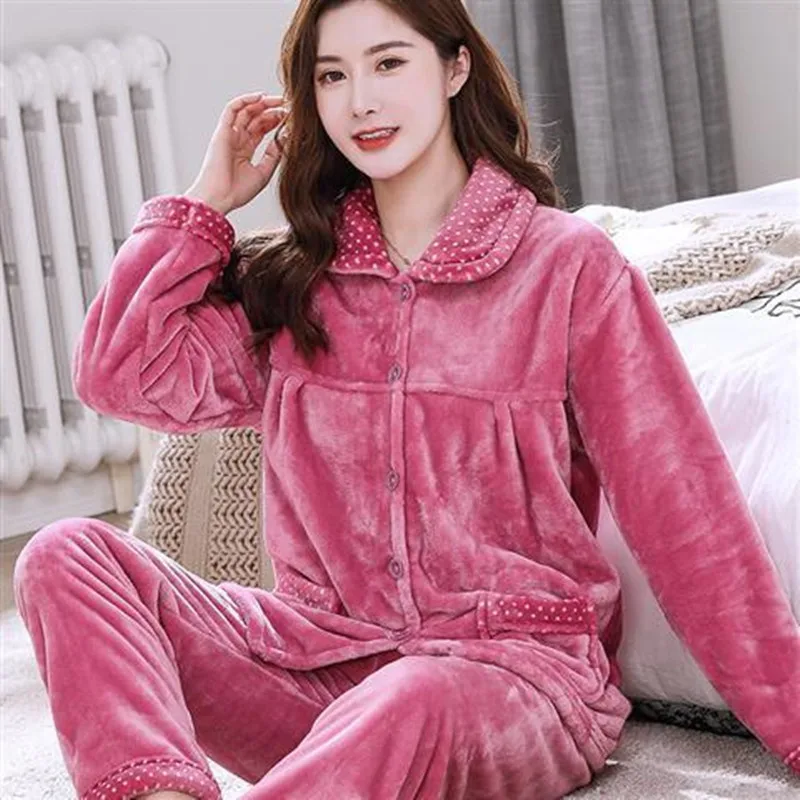 Sexy Dot Pajamas Winter Women's Flannel Top Sleepwear Set Women Pocket Pajama Set 2Piece/Suit Full Sleeve Pant Homewear Big
Sexy Dot Pajamas Winter Women's Flannel Top Sleepwear Set Women Pocket Pajama Set 2Piece/Suit Full Sleeve Pant Homewear Big