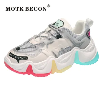 Genuine Leather Brand Designer Women Chunky Sneakers Rainbow Jelly Buttom High Platform Height Increase Sport Dad Shoes Y02
Genuine Leather Brand Designer Women Chunky Sneakers Rainbow Jelly Buttom High Platform Height Increase Sport Dad Shoes Y02