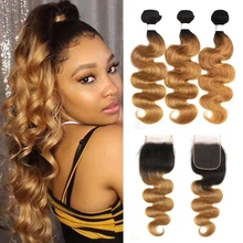 Ombre Blonde Body Wave Bundles With Closure 4x4 Brazilian Non-Remy Human Hair Weave Bundles For Women GOODHAIR
Ombre Blonde Body Wave Bundles With Closure 4x4 Brazilian Non-Remy Human Hair Weave Bundles For Women GOODHAIR