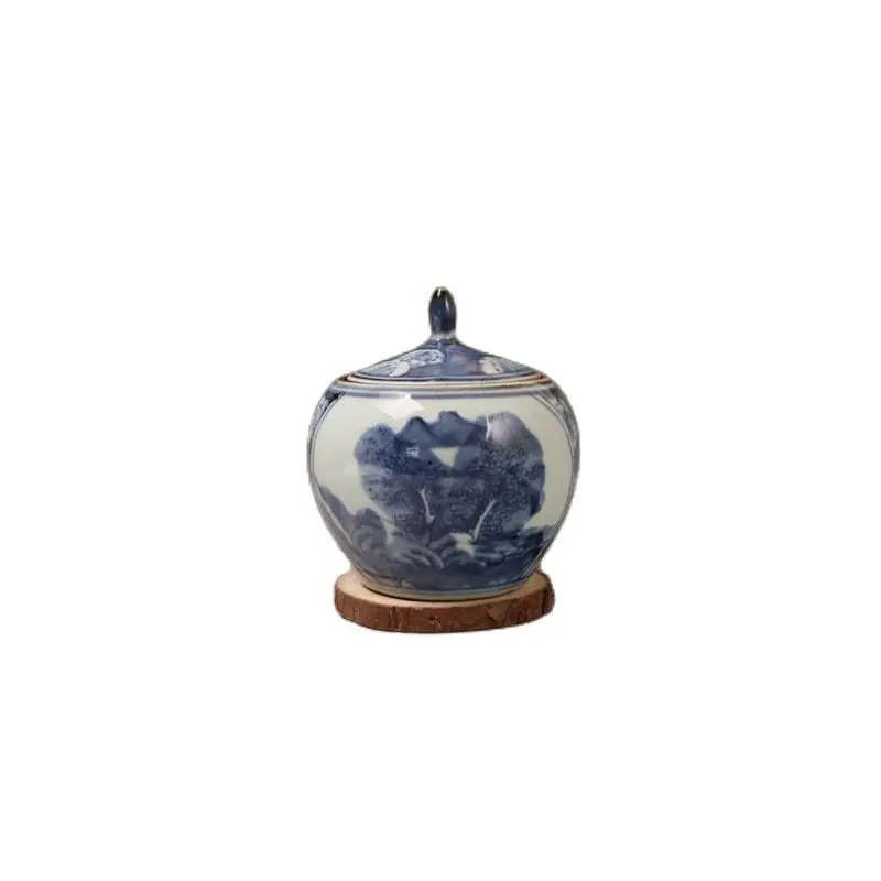 

China Old Porcelain And Blue And White Porcelain Landscape Graph Pattern Cover Pot