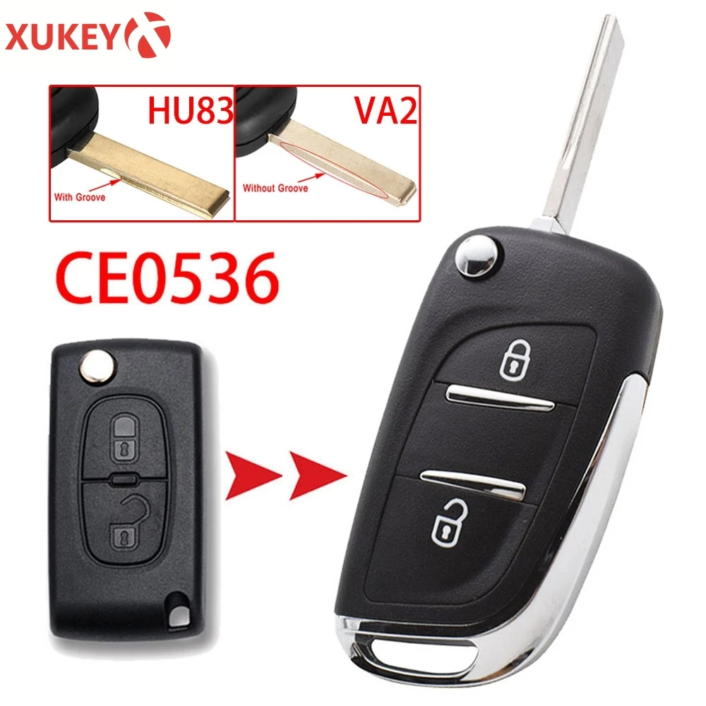 

CE0536 Modified Filp Remote Key Fob Shell Case For Peugeot 308 207 307 3008 807 Expert Partner For Citroen C2 C3 C4 Picasso