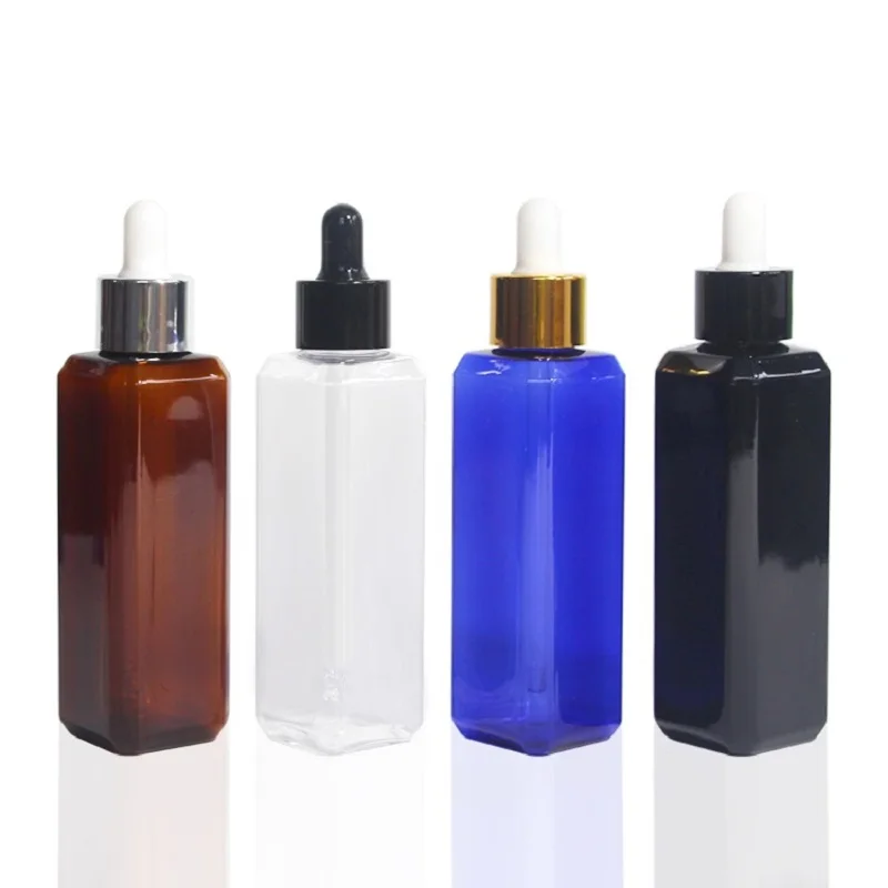 100ML Essential Oil Dropper Bottle PET Plastic Cosmetic Container Square Perfume Serum Empty Packaging 30pcs | Красота и здоровье