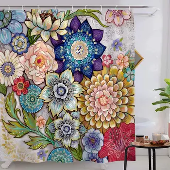 Boho Floral Plant Shower Curtain Bathroom Decorative Multi Color Flower Vibrant Blossom Set with 12 Hooks Waterproof Fabric
Boho Floral Plant Shower Curtain Bathroom Decorative Multi Color Flower Vibrant Blossom Set with 12 Hooks Waterproof Fabric