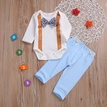 2pcs Cute Clothes Sets Fashion Toddle Boy Spring Gentleman O-Neck Long-Sleeves Breathable Splicing Jumpsuit Solid Pants Bow Tie
2pcs Cute Clothes Sets Fashion Toddle Boy Spring Gentleman O-Neck Long-Sleeves Breathable Splicing Jumpsuit Solid Pants Bow Tie