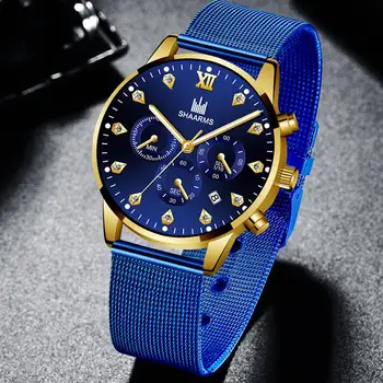 SHAARMS Men Business Diamond Watch Mesh Band Stainless Steel Quartz Wristwatch Male Sport Date Luxury Watches Relogio Masculino
SHAARMS Men Business Diamond Watch Mesh Band Stainless Steel Quartz Wristwatch Male Sport Date Luxury Watches Relogio Masculino