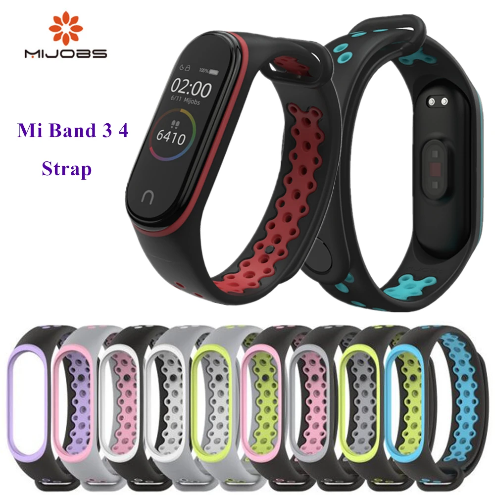 Ремешок силиконовый для Mi Band 3 4 спортивный браслет смарт часов Xiaomi band