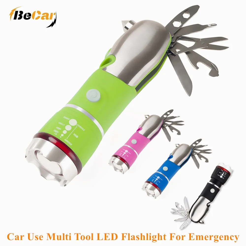 All in One Car Black Green Multi Tool LED Flashlight For Outdoor Emergency Camping Cars With Glass Breaker and Seatbelt Cutter
All in One Car Black Green Multi Tool LED Flashlight For Outdoor Emergency Camping Cars With Glass Breaker and Seatbelt Cutter