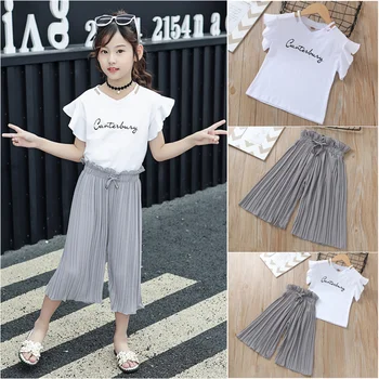 2020 Baby Girls Clothes Set Kids Printed T-shirt +Wide Leg Pants Suits Children Short Sleeve Girl Clothing 5 6 7 8 9 10 12 years
2020 Baby Girls Clothes Set Kids Printed T-shirt +Wide Leg Pants Suits Children Short Sleeve Girl Clothing 5 6 7 8 9 10 12 years