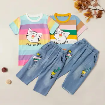 PatPat 2020 New Summer Casual Striped Cartoon Animal Cat Top and Jeans Sets Kids Girl Suits Short-Sleeve T-shirt Clothes
PatPat 2020 New Summer Casual Striped Cartoon Animal Cat Top and Jeans Sets Kids Girl Suits Short-Sleeve T-shirt Clothes