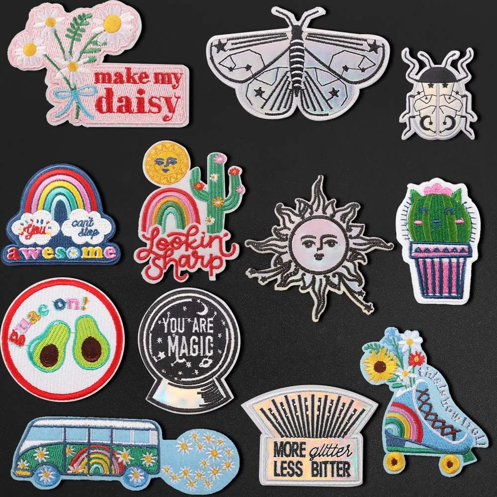 Fashionable Rainbow Flowers Cactus Sun Butterfly Bus Embroidered Badge Iron On Patch Accessories on Children's Clothes
Fashionable Rainbow Flowers Cactus Sun Butterfly Bus Embroidered Badge Iron On Patch Accessories on Children's Clothes