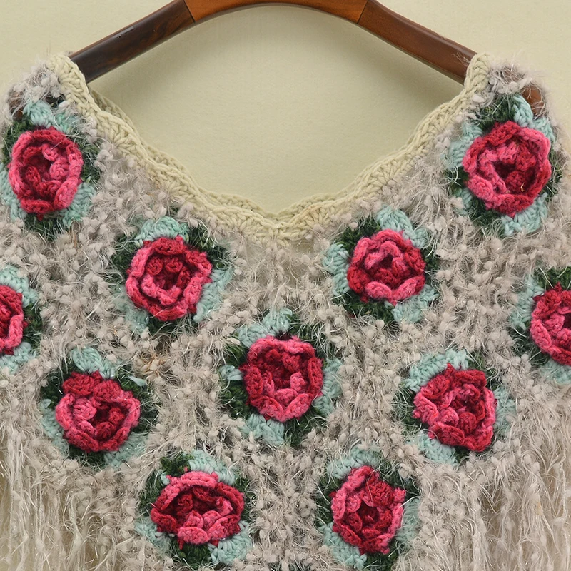 Новый женский осенне зимний шарф с кисточкой и розой ручной работы|Женские шарфы|