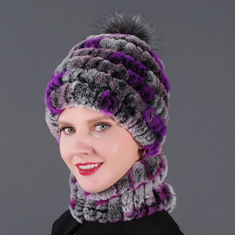 Genuine Fur Winter Lady Cap Real Fur Bomber Hat & Scarf Newest Elastic Knitted Rabbit Fur Beanies And Collars with Fox Pomom
Genuine Fur Winter Lady Cap Real Fur Bomber Hat & Scarf Newest Elastic Knitted Rabbit Fur Beanies And Collars with Fox Pomom