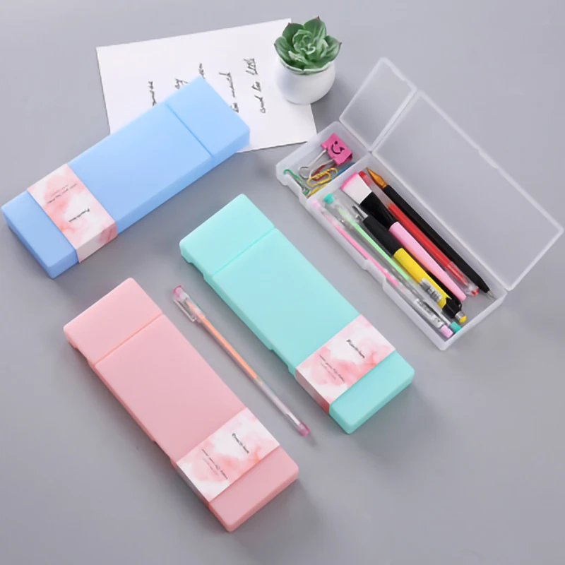 Simple Pencil Pens storage box stationery Office Supplies 4 Colors Transparent pencil case Frosted Plastic For Kids
Simple Pencil Pens storage box stationery Office Supplies 4 Colors Transparent pencil case Frosted Plastic For Kids