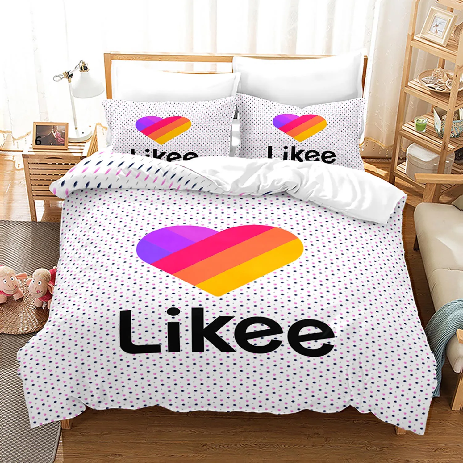 Likee Bedding Set Single Twin Full Queen King Size Lover Likee Bed Set Children's Kid Bedroom Duvetcover Sets Heart-shaped 011
Likee Bedding Set Single Twin Full Queen King Size Lover Likee Bed Set Children's Kid Bedroom Duvetcover Sets Heart-shaped 011