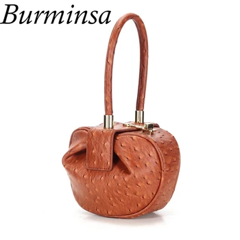Burminsa Vintage Ostrich Grain Genuine Leather Bags Ball Shape Custom Design Women Handbags Evening Party Ladies Hand Bags 2020
Burminsa Vintage Ostrich Grain Genuine Leather Bags Ball Shape Custom Design Women Handbags Evening Party Ladies Hand Bags 2020