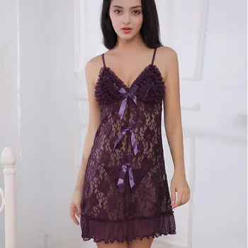 Women's Sexy Lace Pajamas Sexy Strapped Dress Perspective Sexy Nightgown 8566
Women's Sexy Lace Pajamas Sexy Strapped Dress Perspective Sexy Nightgown 8566