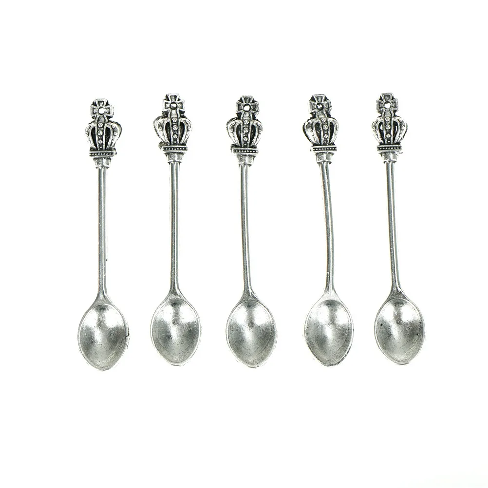 Description Picture 3 of item5pcs/lot Stainless Steel Mini Crown Handle Coffee Scoops Spoon Coffee Tea Ice Cream Spoons Dessert Spoon Couple Kitchen Tools