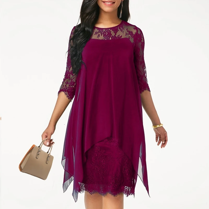 2019 Newest Women's Fashion Casual Loose Half Sleeve Elegant Dress Round Neck Solid Color Big Size Lace Dress 9 colors 3XS-5XL
2019 Newest Women's Fashion Casual Loose Half Sleeve Elegant Dress Round Neck Solid Color Big Size Lace Dress 9 colors 3XS-5XL