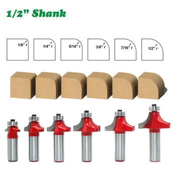 6PC/Set 1/2" 12.7MM Shank Milling Cutter Wood Carving Corner Round Over Beading Edging Router Bit Set C3 Carbide Tipped Tenon
6PC/Set 1/2" 12.7MM Shank Milling Cutter Wood Carving Corner Round Over Beading Edging Router Bit Set C3 Carbide Tipped Tenon