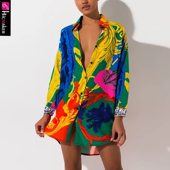 Women Plus Size Color Block Printed Shirt Dress Loose Style Retro Style Button Down Chic OL Assymetrical Hem Elegant Dress
Women Plus Size Color Block Printed Shirt Dress Loose Style Retro Style Button Down Chic OL Assymetrical Hem Elegant Dress