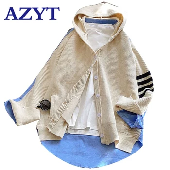 AZYT Autumn Hooded Patchwork Knitted Female Cardigan Jacket Fall 2020 New Streetwear Loose Sweater Women's Jacket Knit Coat
AZYT Autumn Hooded Patchwork Knitted Female Cardigan Jacket Fall 2020 New Streetwear Loose Sweater Women's Jacket Knit Coat