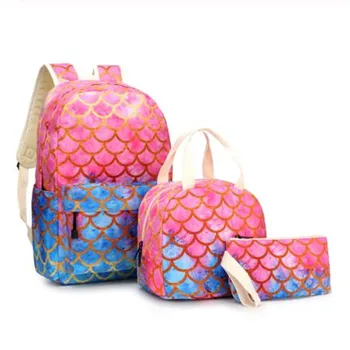 Mermaid 3pcs Sets Backpack+Meal Pack+Pencil Case Printing School Canvas Student Teenage Shoulder Bags Mini Travel Backpack 2020
Mermaid 3pcs Sets Backpack+Meal Pack+Pencil Case Printing School Canvas Student Teenage Shoulder Bags Mini Travel Backpack 2020