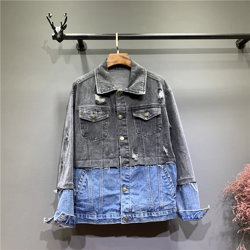 2019 early autumn new versatile stitching contrast color personality wild denim jacket
2019 early autumn new versatile stitching contrast color personality wild denim jacket