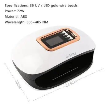 72W Nail Dryer Nail Light UV LED Gel Smart LED Quick-Drying Nails Lamp 4 Timer Setting
72W Nail Dryer Nail Light UV LED Gel Smart LED Quick-Drying Nails Lamp 4 Timer Setting