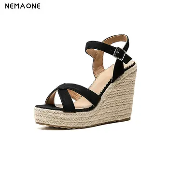 2020 Wedge High Heel Buckle Sandals Contracted Summer Fashion Ladies Pumps Flock Platform Antiskid Women Shoes Big Size34-43
2020 Wedge High Heel Buckle Sandals Contracted Summer Fashion Ladies Pumps Flock Platform Antiskid Women Shoes Big Size34-43