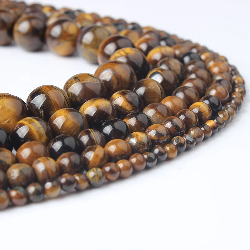 4 6 8 10 12mm Natural Yellow Tiger Eye Stone Loose Beads Fit For Jewelry DIY Women Bracelet Necklace Earrings Accessories Making | Украшения