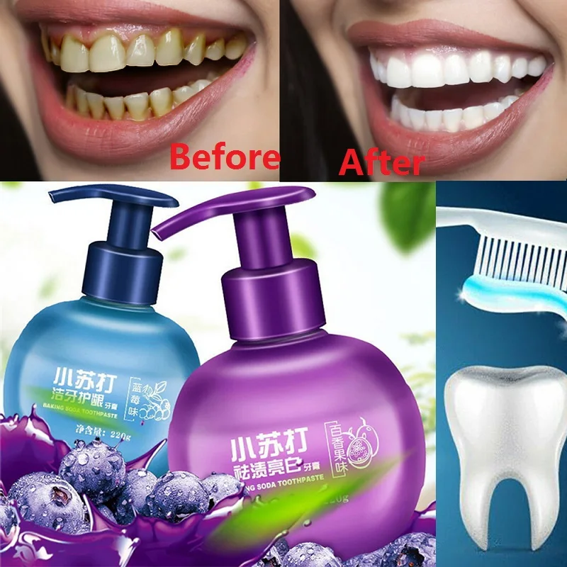 Baking Soda Toothpaste Intense Stain Remover Whitening Anti Bleeding Gums for Brushing Teeth Passion Fruit Blueberry Flavor 220g
Baking Soda Toothpaste Intense Stain Remover Whitening Anti Bleeding Gums for Brushing Teeth Passion Fruit Blueberry Flavor 220g