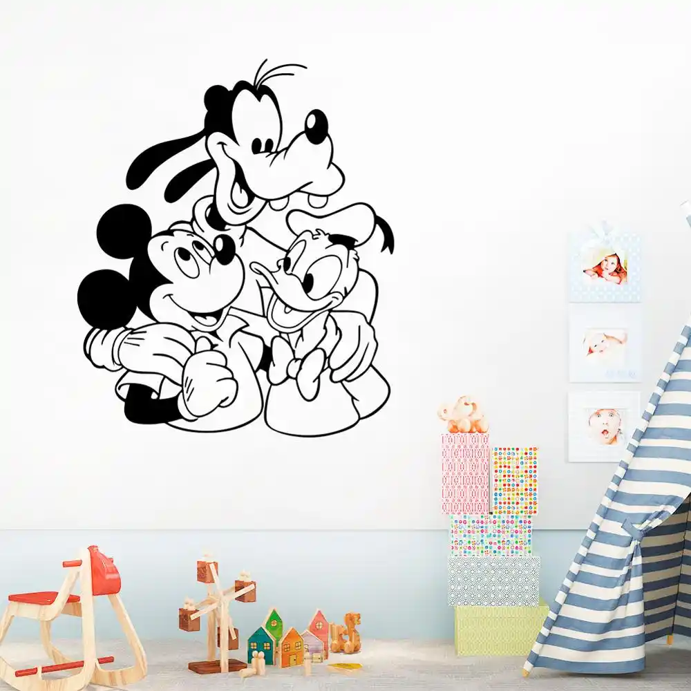 ディズニーミッキーマウス ドナルドダック グーフィーの壁のステッカー子供の部屋の寝室アクセサリー家の装飾壁紙 Gooum