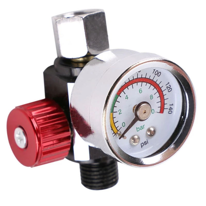 

High Flow Spray Gun Air Pressure Regulator with Gauge 0 to 140 PSI Air Flow Control Adjusting Valve Air Tools Durable