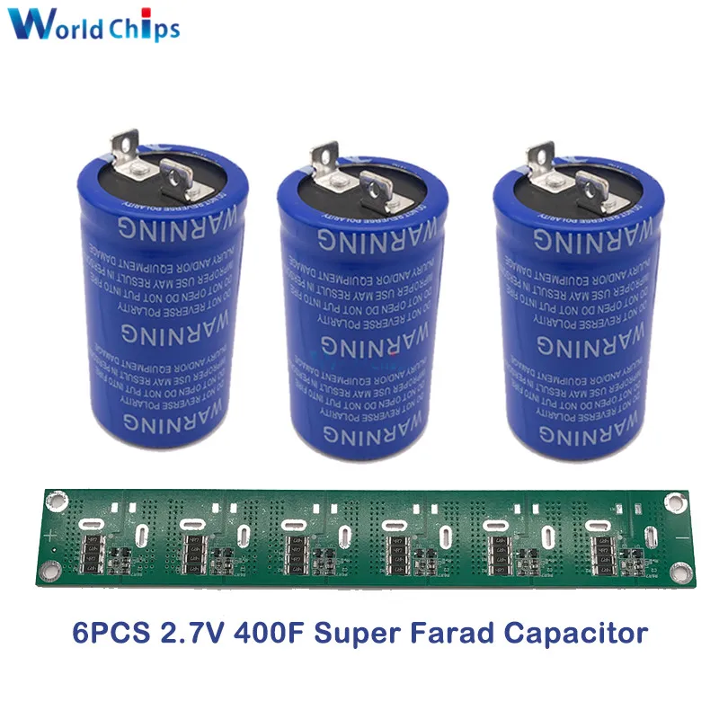 2.7V 400F 35*62mm Flat Feet 6PCS Super Farad Capacitor Low ESR 2.7V400F Super Capacitor for Car with Balancing Protection Board
2.7V 400F 35*62mm Flat Feet 6PCS Super Farad Capacitor Low ESR 2.7V400F Super Capacitor for Car with Balancing Protection Board