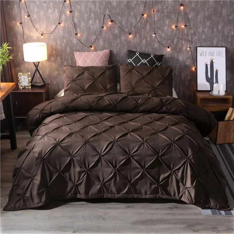 2/3pcs Solid Grey Duvet Cover Set Luxury Pinch Pleat Home Textile Bedding Set King Size Bedclothes Quilt Cover with Pillowcase 2/3pcs Solid Grey Duvet Cover Set Luxury Pinch Pleat Home Textile Bedding Set King Size Bedclothes Quilt Cover with Pillowcase