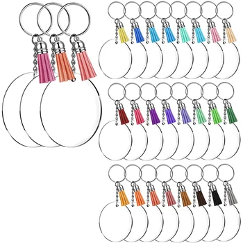 Acrylic Keychain Blanks, 2 Inch Round Clear Keychains for Vinyl with Tassel Pendant and Metal Split Key Chain Rings
Acrylic Keychain Blanks, 2 Inch Round Clear Keychains for Vinyl with Tassel Pendant and Metal Split Key Chain Rings