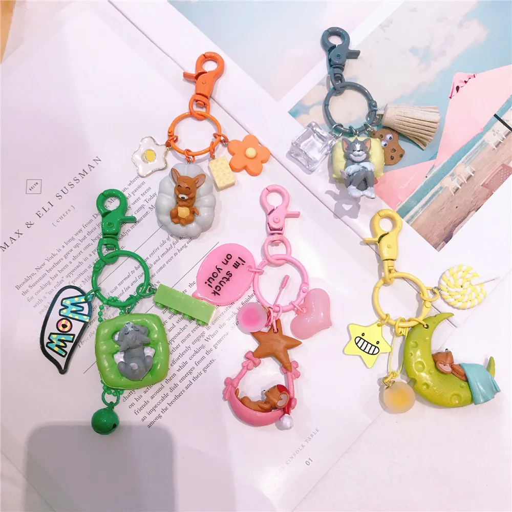 Cute Cartoon Sleep Tom Cat and Jerry Mouse Doll Keychain for Women Bag Charms Pendant Car Key Holder Accessories Keyrings
Cute Cartoon Sleep Tom Cat and Jerry Mouse Doll Keychain for Women Bag Charms Pendant Car Key Holder Accessories Keyrings